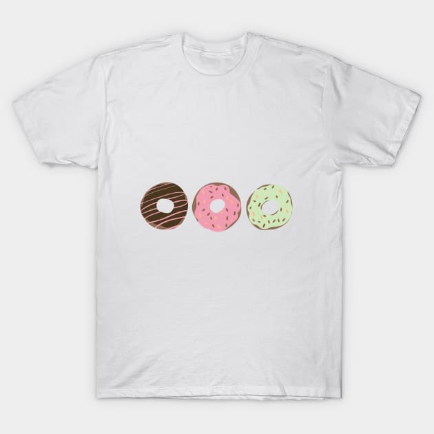 Cute Donuts Glaze Sprinkles Pink Chocolate Green T-Shirt by kristinedesigns